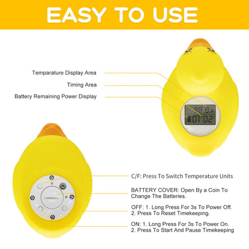 Baby Bath Tub Water Thermometer, Digital Water Temperature Thermometer & Room Thermometer, Duck Floating Toy