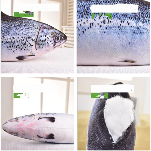 JULAN 3D Giant Soft Fish Cushion Pillow - 31 Inch Salmon Plush Toy for Home Decoration Gift