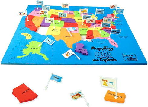 Imagimake Mapology USA Map with Capitals, Learning States and Capitals, Educational Toys for Ages 5-13