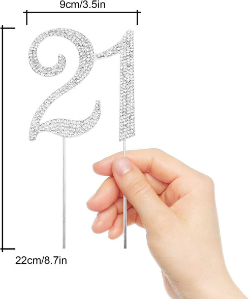 Bling Crystal Rhinestone 21 Birthday Cake Topper, Best Keepsake for 21st Party Decorations