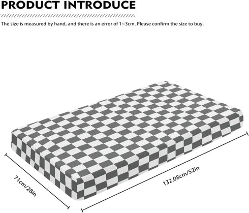 JIANADAER 28"x52", Checkered Fitted Crib Sheet Grey and White Plaid Geometric Gingham Standard Crib Mattress Fitted