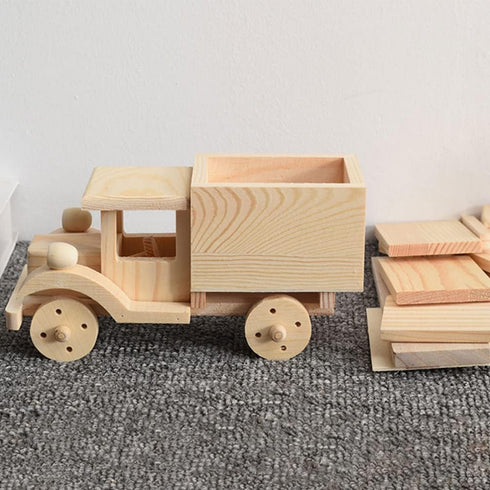 Kisangel Christmas Decorations - 2 Sets Wooden Car Model 3D Unfinished Puzzles Build Car Kit for Home Ornaments
