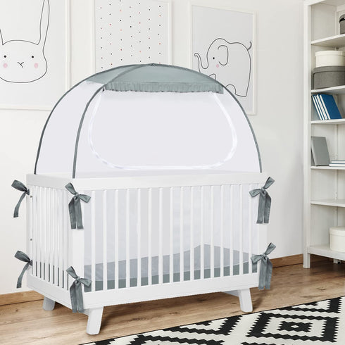 L RUNNZER Baby Crib Tent, Pop Up Crib Canopy to Keep Baby from Climbing Out, Safety Crib Net Mosquitoes Net