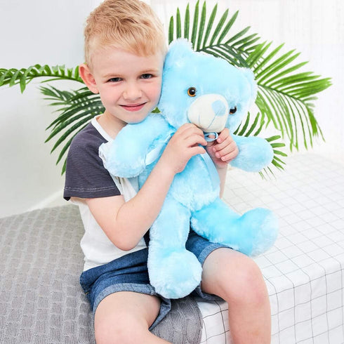LED Teddy Bears Stuffed Animals, 18 Inch Cute Glow Bear Plush Toys, Colorful Light Up Doll Gifts for Kids, Baby, Blue