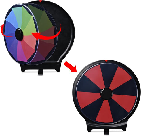 WinSpin 10" Double Sided Prize Wheel - Desktop Stand, Dry Erase, 10 Slots for Pub, Party, Home Game