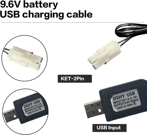 BaiWeiDun 9.6V 9.6V NiMH/NiCd Battery Charger Cable with Standard Tamiya Plug Compatible RC Car RC Tank RC Plane RC