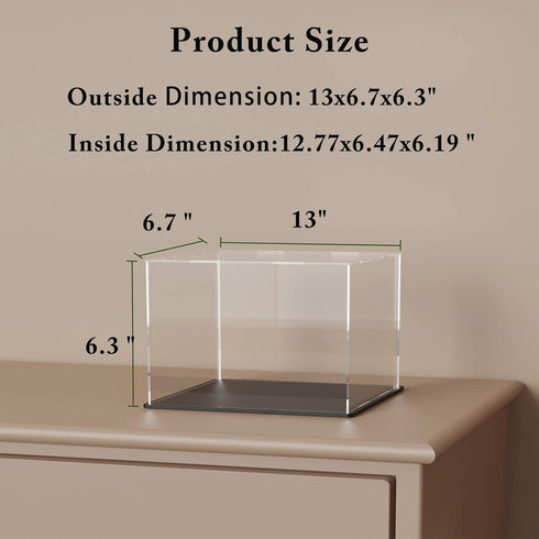 CRMPro 1:18 Countertop (13x6.7x6.3 inch) Clear Acrylic Display Show Case with Black Acrylic Base for Scale Car Model