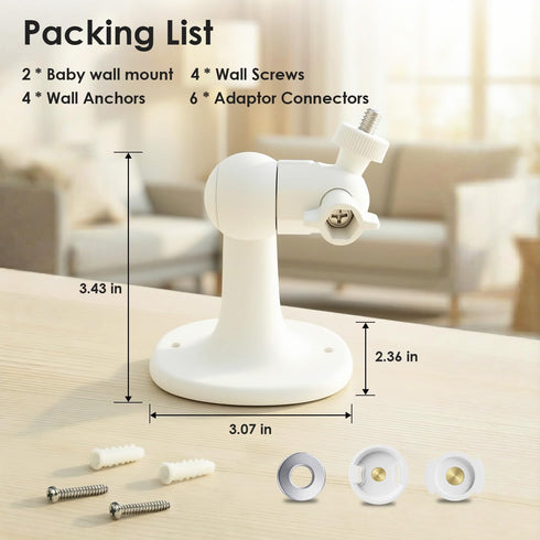 SZSDMY 2Pcs HB6560/ HB6550/ HB65/ HB40/ HB6339/ HB66/ HB6550 360 Baby Monitor Wall Mount Compatible for HelloBaby Pro