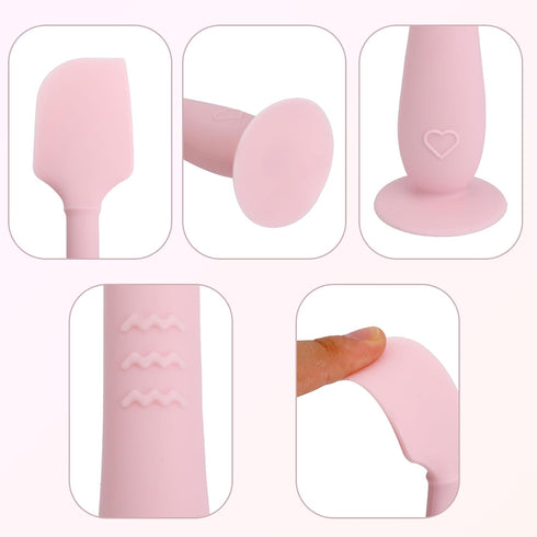 lasuroa 2pcs 2 Baby Diaper Cream Spatula with Travel Case, Sizes Soft Flexible Silicone Butt Paste Applicator Baby
