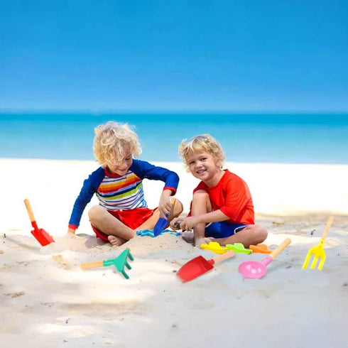 UMUACCAN 8'' Set,Spoon, Shovel6 Beach Toys for Kids,Beach Sand Toys, Metal Sandbox Toys with Sturdy Wooden Handle,Safe