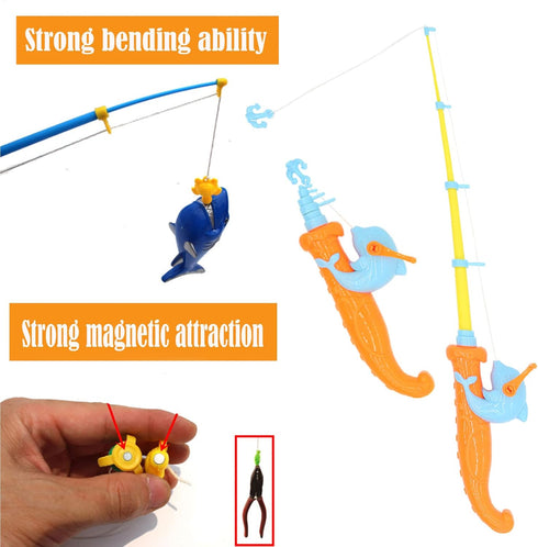 Timisea 3 Pcs Fishing Rod Pole Pool Toy, Magnetic Fishing Game for Toddler Kids, Baby Bath Toy, Educational Learning