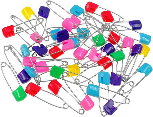 Kinteshun Baby Safety Pins, Kid Secure Clips Diaper Bib Nappy Pin with Safe Lock, 50pcs, 1.6 inches, 7 Assorted Colors