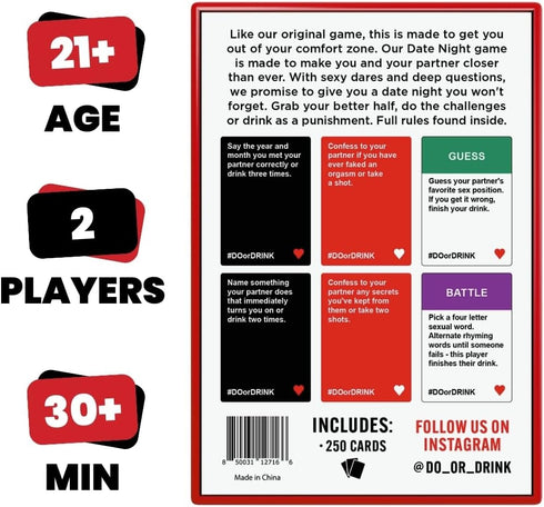 Do or Drink Date Night - Fun Couples Games for Adults with 250 Cards, Great Gift Ideas for Couples