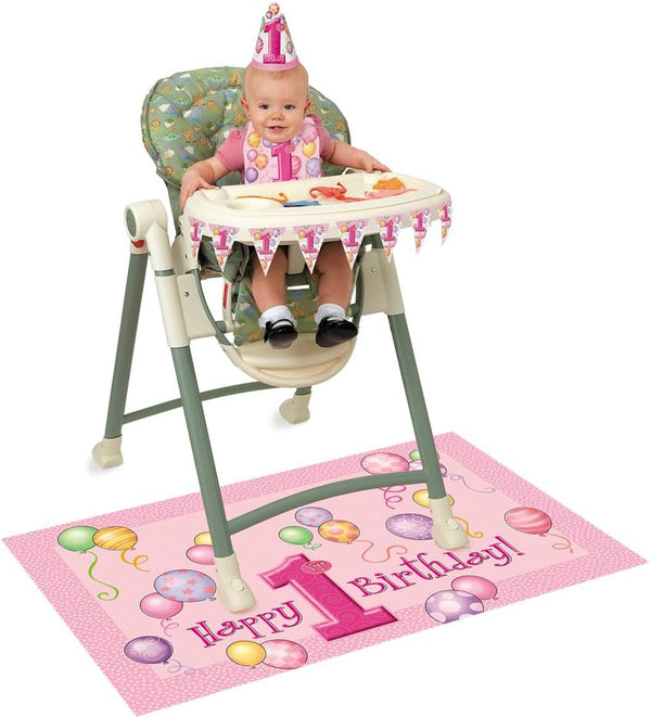 First Birthday Pink Balloons High Chair Kit - (1 Set) | All-Inclusive