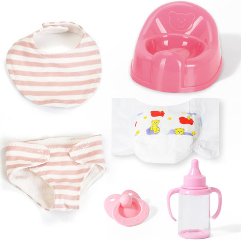 eDollable Realistic Baby Doll Accessories Set Toys for 12 inch Dolls Includes Doll