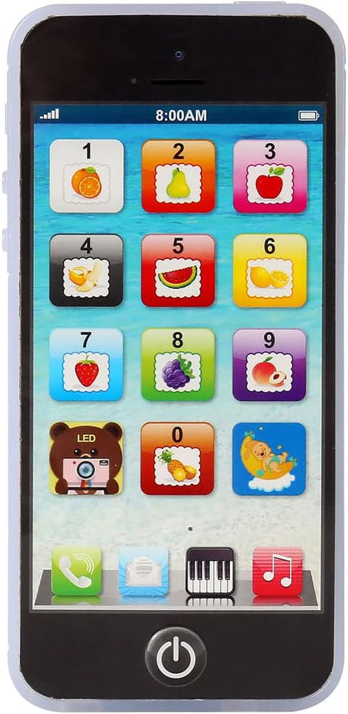 Yphone Pretend Smart Mobile Toy Phone for Toddler Baby & Kids, Musical English Learning Gift (Black)