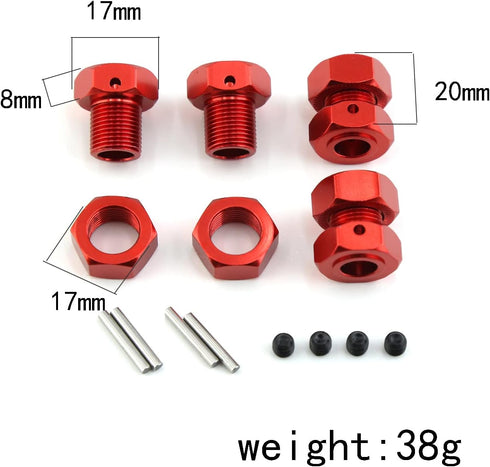 17mm Wheel Hex 5mm Extended and 17mm Wheel Nut Aluminum Alloy for ARRMA Kraton 6S Outcast 6S Notorious 6S Talion 6S Upgrades Parts (Red)