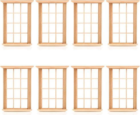 DOITOOL 8PCS Dollhouse Windows 1: 12 Scale Miniature Dollhouse Furniture Mini Window