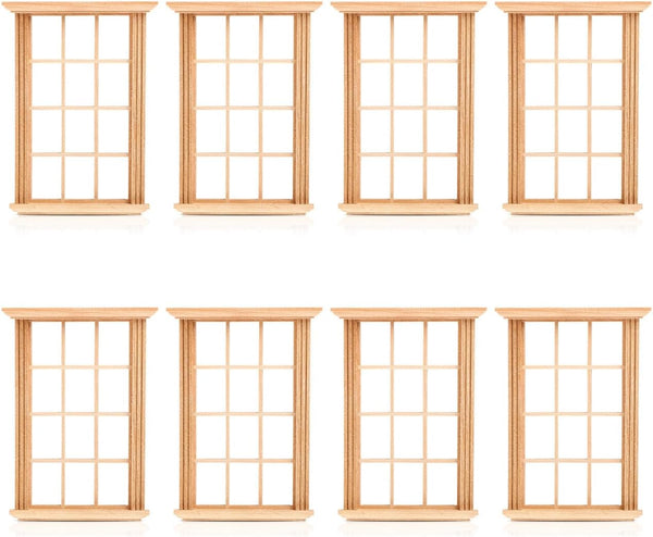 DOITOOL 8PCS Dollhouse Windows 1: 12 Scale Miniature Dollhouse Furniture Mini Window