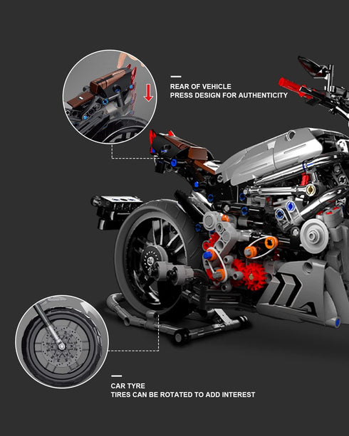 dOvOb Motorcycle Building Blocks Set, 827 Pieces, Compatible with Major Brands