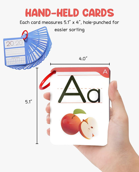 Gamenote Dry Erase Flash Cards - 47 Laminated Alphabet and Number Tracing Cards for Kindergarten with Marker