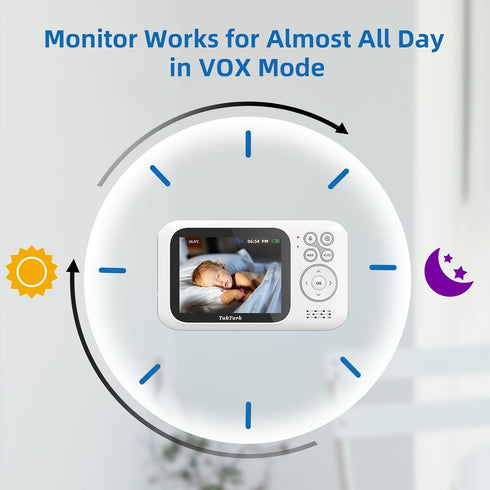 TakTark Baby Monitor with 3.2'' Color LCD Screen, 2 Way Audio, Night Vision, and Room Temperature Display