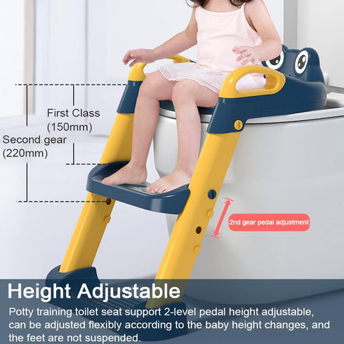 Irfora 2-Level Potty Training Toilet Seat with Step S Ladder Handle Foldable Toilet Trainer Seat Pedal Height