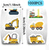 KOPTOP 1000PCS 2 10 Construction Vehicle Stickers Roll, Rolls Styles Self-Adhesive Stickers for Kids - Waterproof
