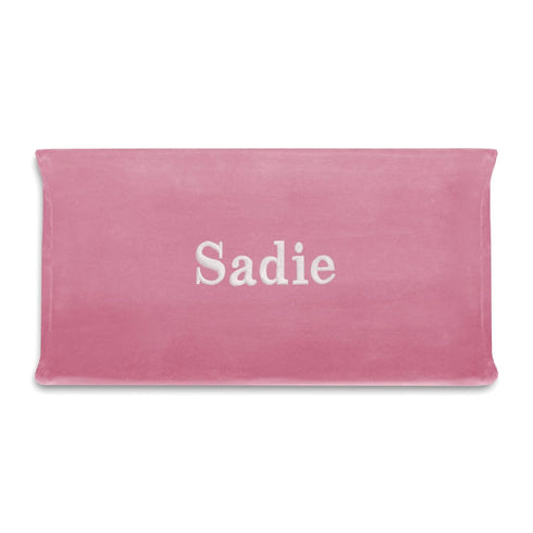 Custom Embroidered Pink Contoured Changing Pad with Plush Cover