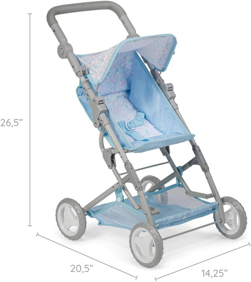 18" 3+ JC Toys - Berenguer Boutique | Fashionable Stroller with Canopy and Storage | Simple Folding |Blue Accessory