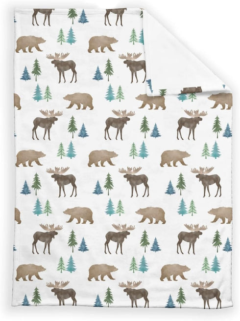 SqtmuHLuo 60x80inch Baby Blanket Boys Girls Moose Bear Deer Baby Nursery Bed Blanket Soft Flannel Swaddles Toddler