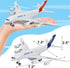 6 Pack: Commercial 7.2" A380 1:400 Diecast Airplane Toys, Big Model Airliners Planes with Lights and Sound - Pull Back