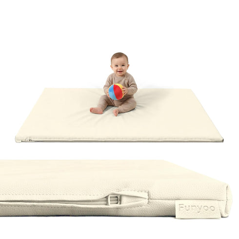 Vegan Leather Baby Play Mat, 48x48 Thicken Foam Play Mat for Infants