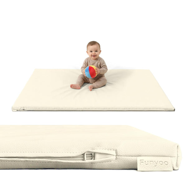 Vegan Leather Baby Play Mat, 48x48 Thicken Foam Play Mat for Infants
