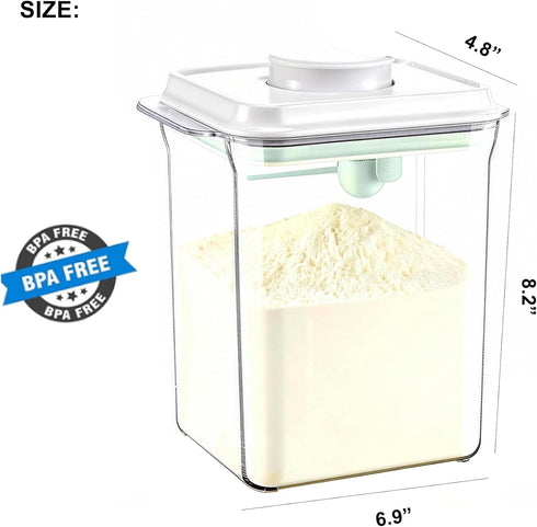 1000g 2300ml Formula Container for Baby Formula Dispenser with Scraper and Scoop One Button Handy Milk Powder Container