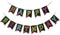 Glow Party Happy Birthday Banner Decoration - Assembled 80s Neon Party Supplies, Glow in the Dark Decorations