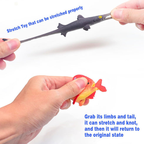 10Pcs Fish Toys Animal Figure Bath Toys, Color Changing Sea Creatures for Kids 3 Years and Up
