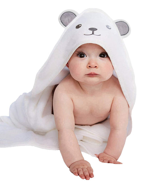 HIPHOP PANDA Hooded Towel - Rayon Made from Bamboo, Large Absorbent Bath Towel with Bear Ears for Newborn, Baby,