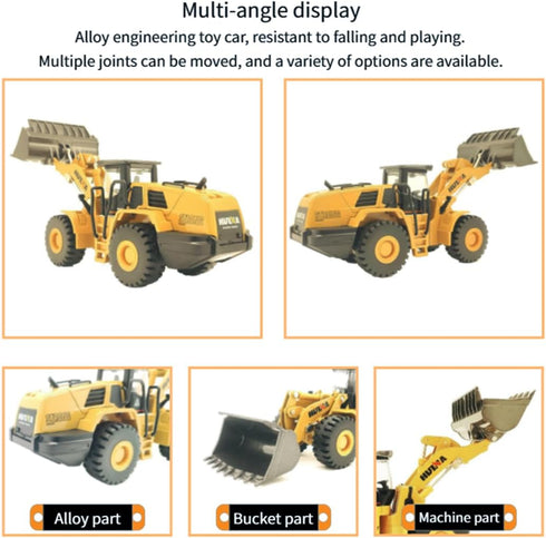 Mini Excavator Toys for Boys, Bulldozer Loader Vehicle for Kids, Sturdy Metal Construction Cars for Indoor/Outdoor Play
