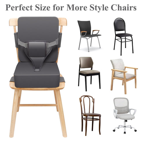 Toddler Booster Seat for Dining Table, Non-Slip Kitchen Chair Booster Seat with Backrest and Adjustable Straps