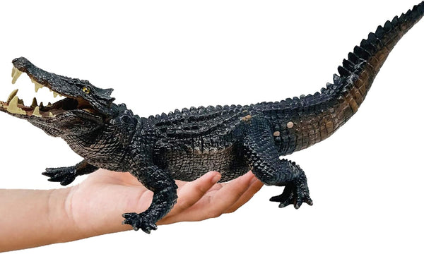 Gemini&Genius 10 Inch Crocodile Toy with Moveable Jaw, Wildlife World Alligator Model