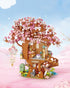 Set, 1149 (1381) Japanese Sakura Tree House Building Blocks Pink Cherry Tree Bonsai Creative Architecture, Home Decor