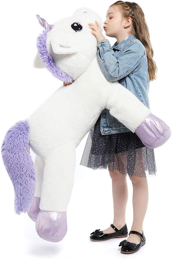Tezituor 43'' Big Unicorn Plush Toy, Giant Stuffed Animals for Girls, White Unicorn Gifts