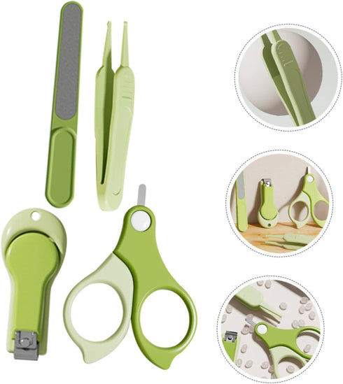Set Trimmer Nail Clipper Fingernail Clippers with Nail Manicure Kit Portable Travel Grooming for Newborns and Green