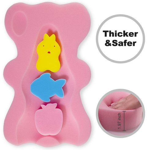 HALLO Soft Infant Bath Sponge, Skid Proof Baby Bath Mat, Newborn Odor Free (Pink)