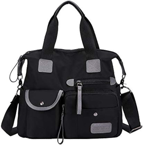 MINTEGRA Nylon Tote Bag for Women Multi Pocket Shoulder Bag Waterproof Diaper