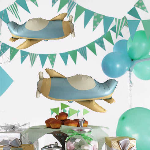TUEPULL 32" Blue Fighter Jet Airplane Ballons Cartoon Flying Party Birthday Foil Ballon Decor Aircraft Kids Toy