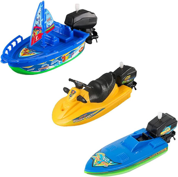 Wind-up Boat Bathtub Toy Set, Funny Windup Speed Boat Bathtub Toy Jet