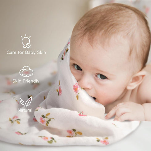 Momcozy 4-Pack 47"x47", Muslin Swaddle Blankets, Breathable and Skin-Friendly Receiving Blankets, Best Wishes Swaddle