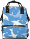 ZSUUGJ Dolphins Blue Printed Diaper Bag Backpack Baby Bag Multi Function Baby Changing